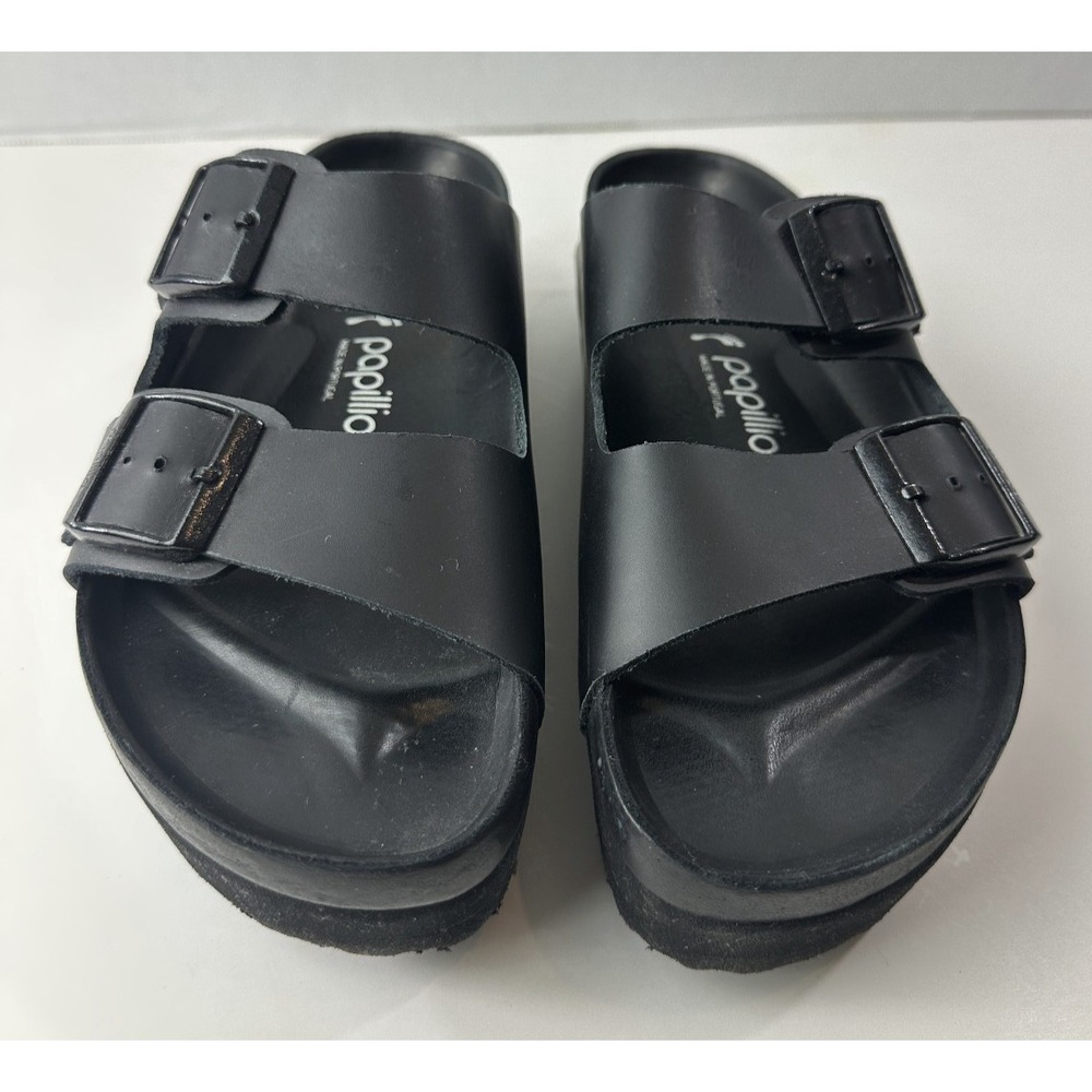 Birkenstock Papillio Arizona Flex Platform Sandals 2 Strap Buckle Black 40 L9 M7 - Picture 3 of 16
